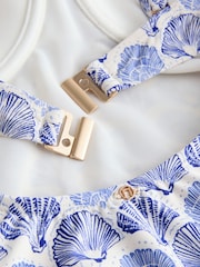 Cream/Blue Shell Padded Wired Bandeau Tankini Top - Image 3 of 4