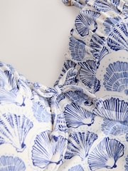 Cream/Blue Shell Padded Wired Bandeau Tankini Top - Image 9 of 9