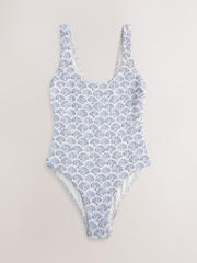 Coquillage crème/bleu - Col dégagé Tummy Control Maillot de bain - Image 7 de 9