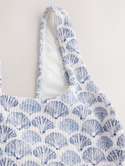 Coquillage crème/bleu - Col dégagé Tummy Control Maillot de bain - Image 9 de 9