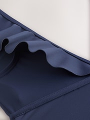 Navy/White Embroidered Frill Plunge Tummy Control Swimsuit - Image 8 of 8