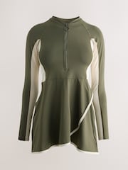 Хаки/кремовый - Modest Burkini Swimsuit Set 3 Piece - Изображение 5 6