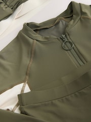 Vert kaki/crème - Ensemble de maillot de bain burkini modeste 3 pièce - Image 8 de 10