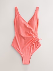 Corail texturé - Maillot de bain gainant le ventre froncé - Image 5 de 7