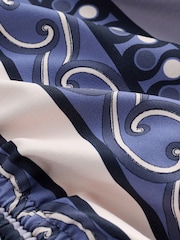 Navy Blue Geometric Ruched Tummy Control Scoop Swimsuit - Image 2 of 4