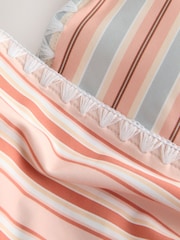 Peach Pink Stripe Whipstitch Ruched Side Tummy Shaping Control Swimsuit - Image 3 of 4