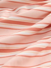 Peach Pink Stripe Whipstitch Ruched Side Tummy Shaping Control Swimsuit - Image 4 of 4