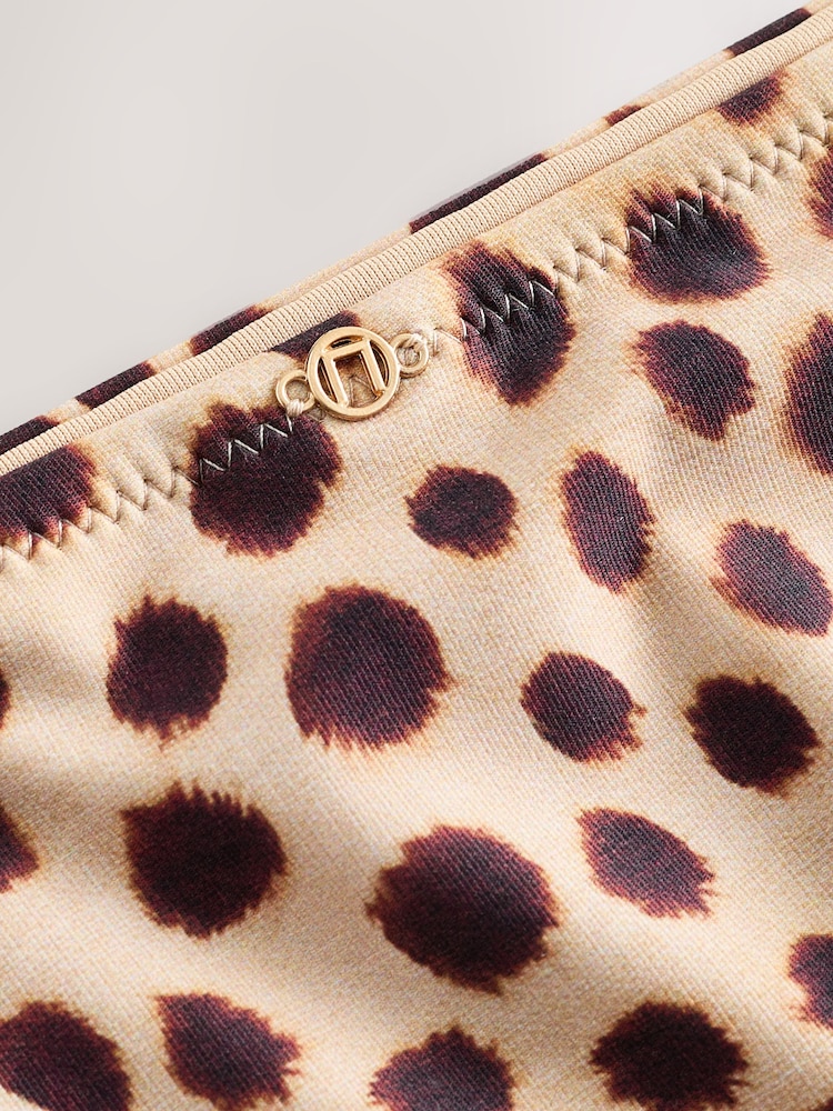 Brown Leopard Print High Waist High Leg Bikini Bottoms - Image 4 of 4