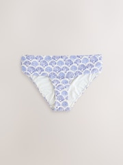Cream/Blue Shell Roll Top Bikini Bottoms - Image 1 of 3