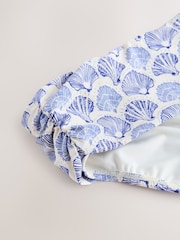 Cream/Blue Shell Roll Top Print Bikini Bottoms - Image 5 of 5
