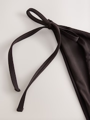 Chocolate Brown Palm Embroidered Tie Side Bikini Bottoms - Image 6 of 7