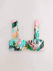 珊瑚粉色热带风情 - 有线绑带比基尼上衣 - 8的图像5｝