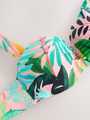 珊瑚粉色热带风情 - 有线绑带比基尼上衣 - 8的图像6｝