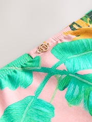 Coral Pink Tropical High Waist Print Bikini Bottoms - Image 7 of 8