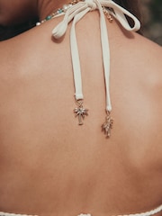 Cream Triangle Embellished Bikini Top - Image 6 of 10