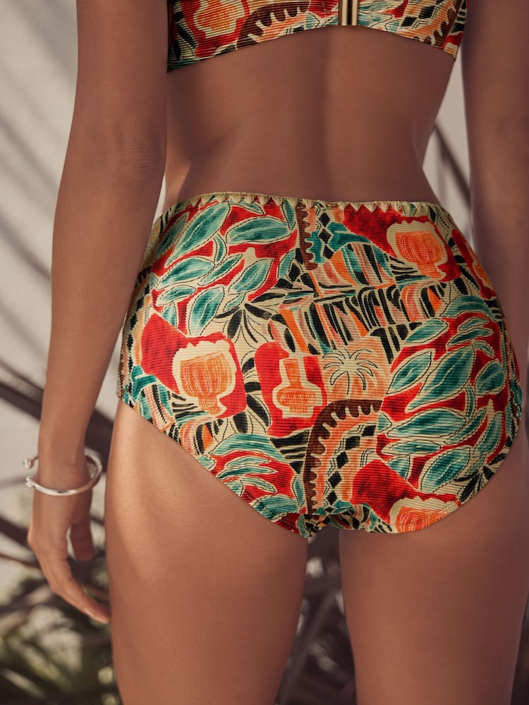 Rust/Black Aztec High Waist Hardware Bikini Bottoms - Image 2 of 6 Rust/Black Aztec High Waist Hardware Bikini Bottoms - Image 2 of 6