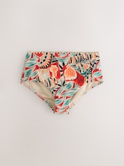 Rust/Black Aztec High Waist Hardware Bikini Bottoms - Image 4 of 6