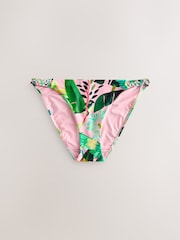 Coral Pink Tropical Macrame High Leg Bikini Bottoms - Image 1 of 4