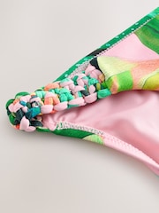 Coral Pink Tropical Macrame High Leg Bikini Bottoms - Image 4 of 4