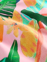 Coral Pink Tropical Macrame High Leg Bikini Bottoms - Image 6 of 8