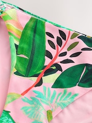 Coral Pink Tropical Macrame High Leg Bikini Bottoms - Image 7 of 8