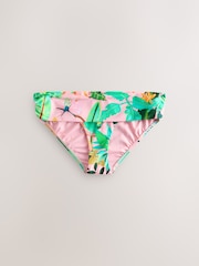 Coral Pink Tropical Roll Top Print Bikini Bottoms - Image 6 of 9