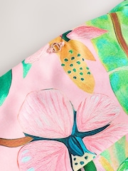 Coral Pink Tropical Roll Top Print Bikini Bottoms - Image 7 of 9