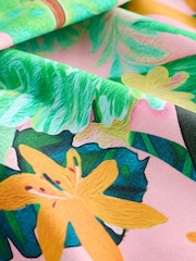 Coral Pink Tropical Roll Top Print Bikini Bottoms - Image 9 of 9