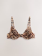 Brown Leopard Print Non Padded Underwired Bikini Top - Image 6 of 9