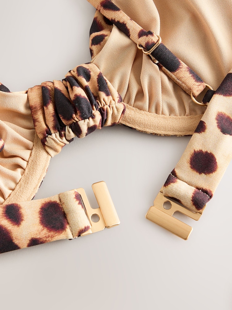 Brown Leopard Print Non Padded Underwired Bikini Top - Image 9 of 9 Brown Leopard Print Non Padded Underwired Bikini Top - Image 9 of 9