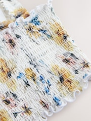 White Floral Shirred Bandeau Bikini Top - Image 3 of 3