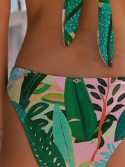 Coral Pink Tropical Brazilian Print Bikini Bottoms - Image 5 of 9