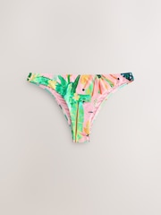 Coral Pink Tropical Brazilian Print Bikini Bottoms - Image 6 of 9