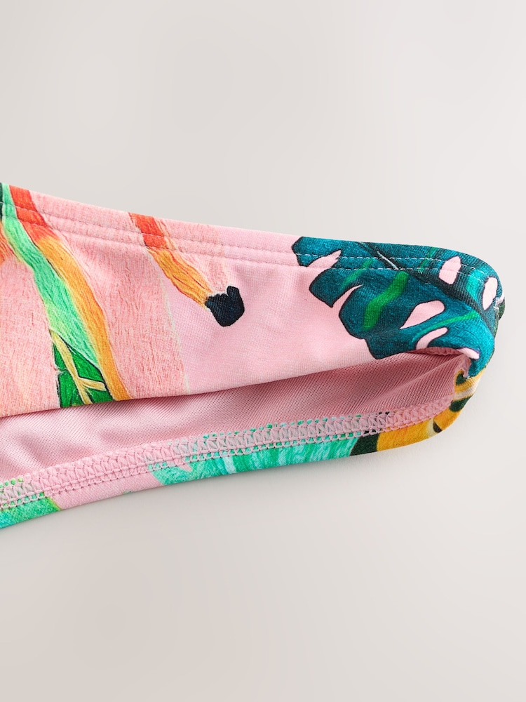 Coral Pink Tropical Brazilian Print Bikini Bottoms - Image 9 of 9