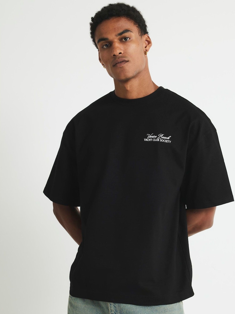 River Island Black Oversized Fit Racing Car T-Shirt - Image 1 of 4