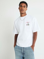 River Island White Oversized Fit Palais Racing T-Shirt - Image 1 of 4