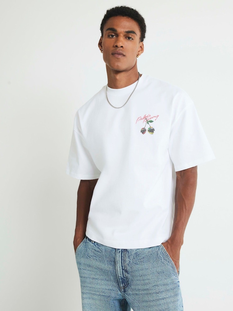 River Island White Oversized Fit Palais Racing T-Shirt - Image 1 of 4