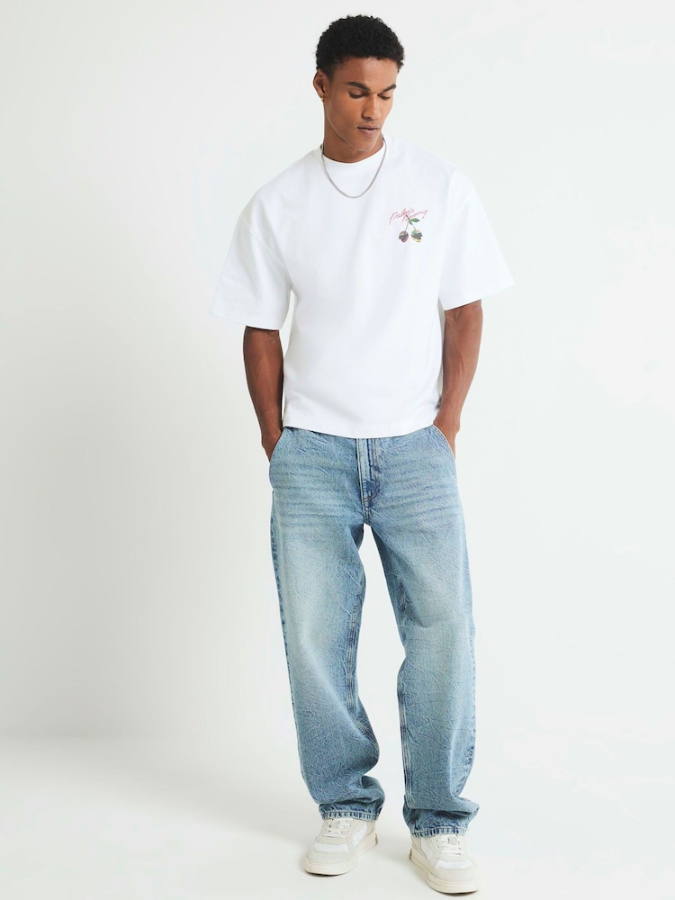 River Island White Oversized Fit Palais Racing T-Shirt - Image 2 of 4
