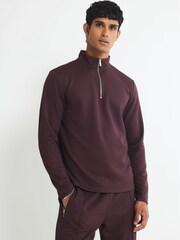 River Island Slim Fit Pique Half Zip Sweatshirt - Imagem 1 de 4