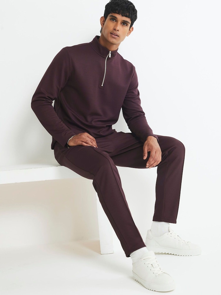River Island Red Slim Fit Pique Joggers - Image 1 of 4