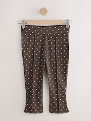 Chocolate Brown Polka Dot Jersey Denim Cropped Capri Leggings - Image 7 of 9
