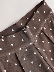 Chocolate Brown Polka Dot Jersey Denim Cropped Capri Leggings - Image 8 of 9