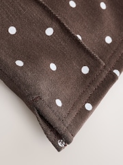 Chocolate Brown Polka Dot Jersey Denim Cropped Capri Leggings - Image 9 of 9
