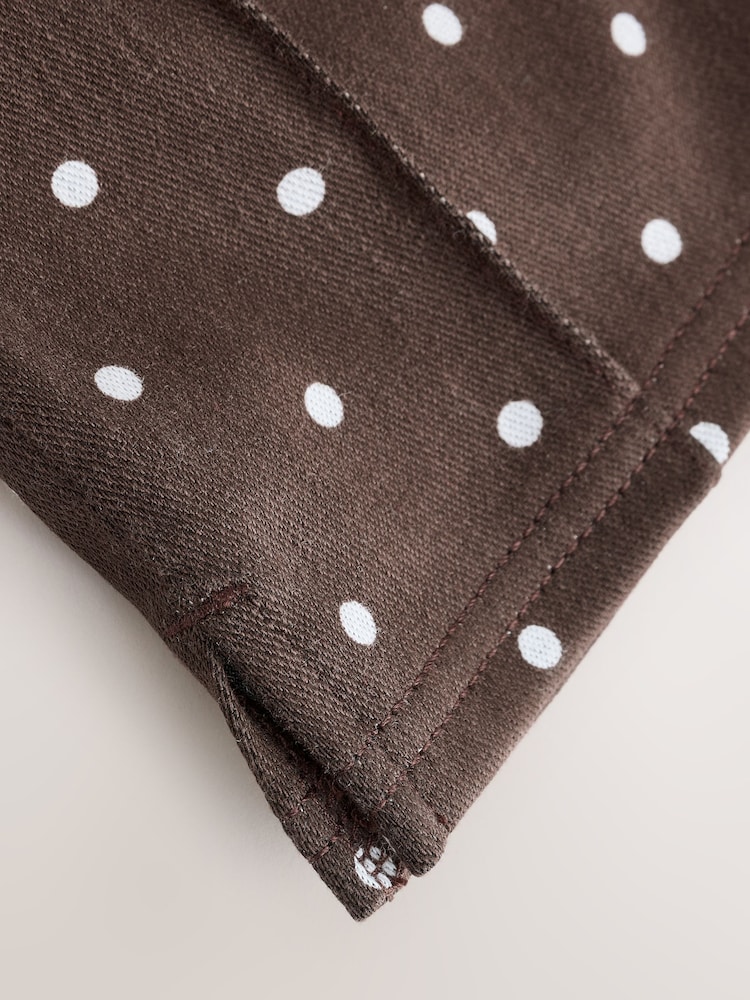 Chocolate Brown Polka Dot Jersey Denim Cropped Capri Leggings - Image 9 of 9