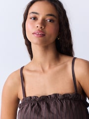 Brown Stripe Strappy Denim Top - Image 4 of 7