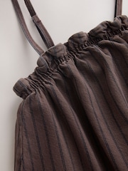 Brown Stripe Strappy Denim Top - Image 6 of 7