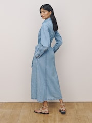 Bleach Blue Belted Midi Denim Shirt Dress - Image 4 of 8