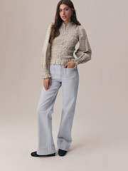 Lichtgrijs - Jeans met wijde pijpen en opgestikte zakken - Afbeelding 1 van 9