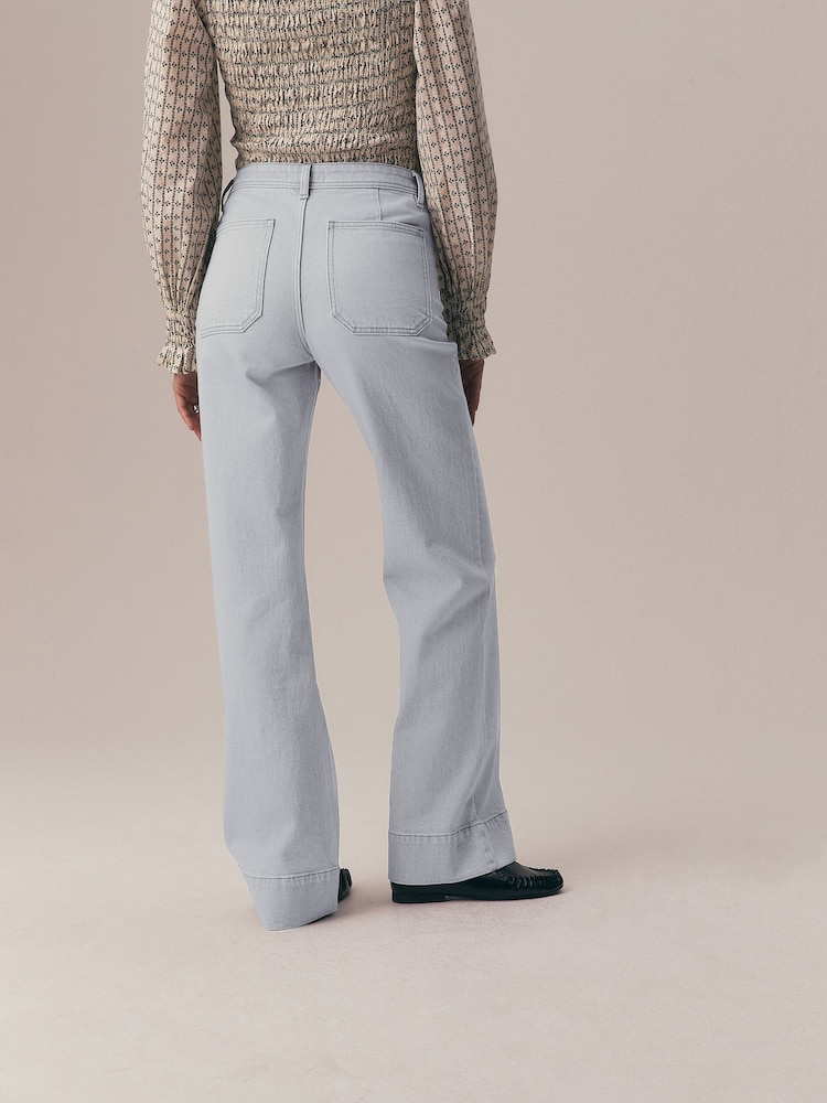 Lichtgrijs - Jeans met wijde pijpen en opgestikte zakken - Afbeelding 2 van 9