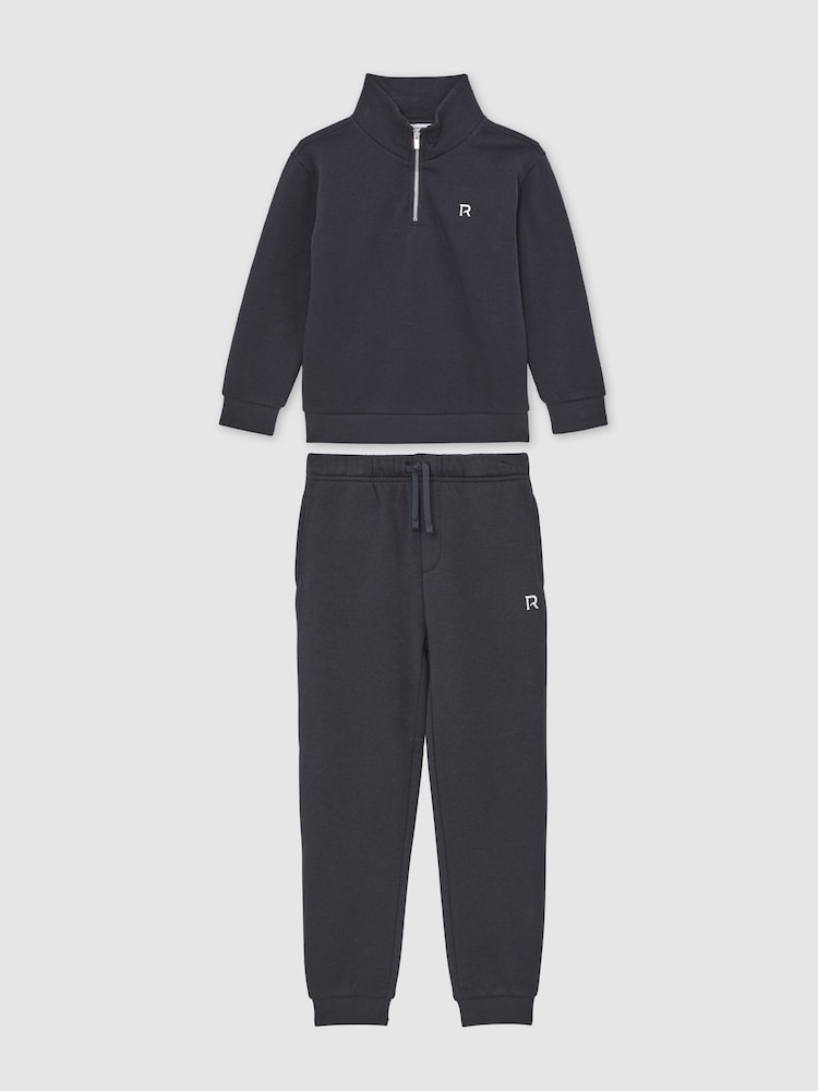 Reiss Navy Sulley 3-9 yrs Logo-Embroidery Tracksuit Set - Image 2 of 5 Reiss Navy Sulley 3-9 yrs Logo-Embroidery Tracksuit Set - Image 2 of 5